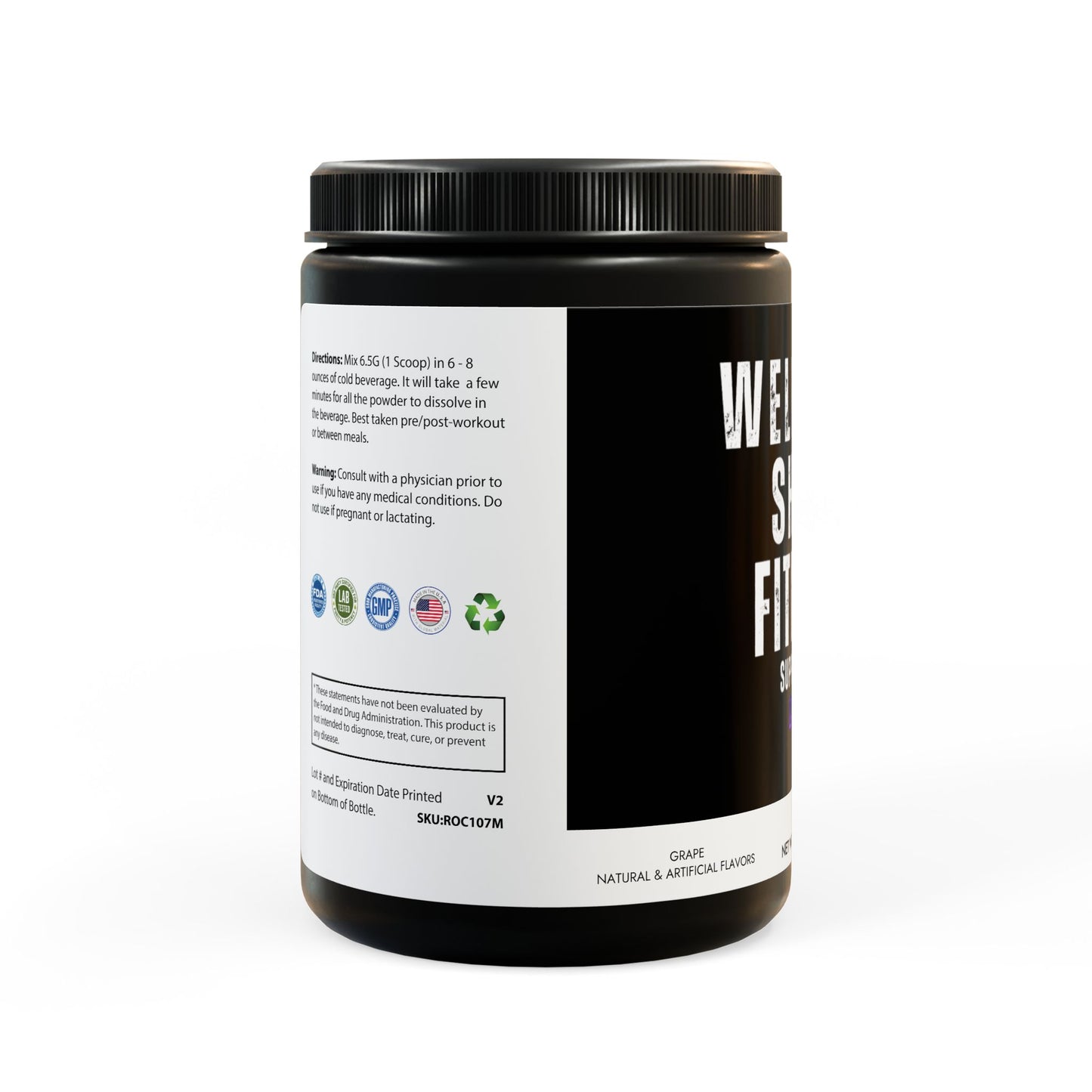 Wellness Shine Fitness Supplements Grape BCAA Left