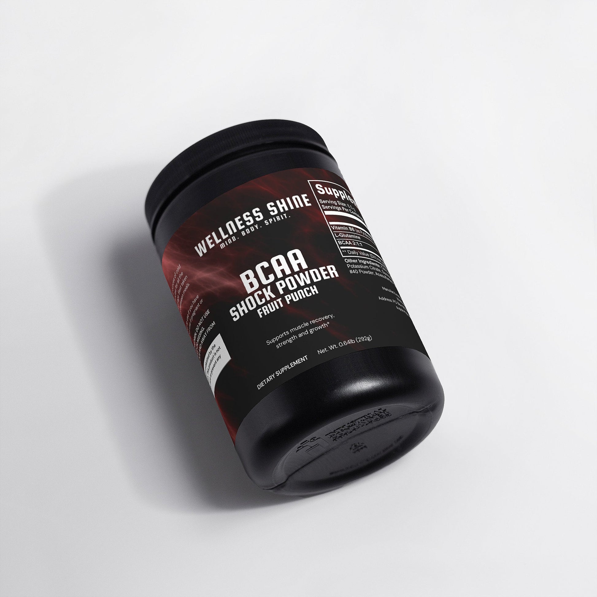 BCAA Shock Powder – Fruit Punch – 292.5g (45 Servings) by Wellness Shine - Wellness Shine