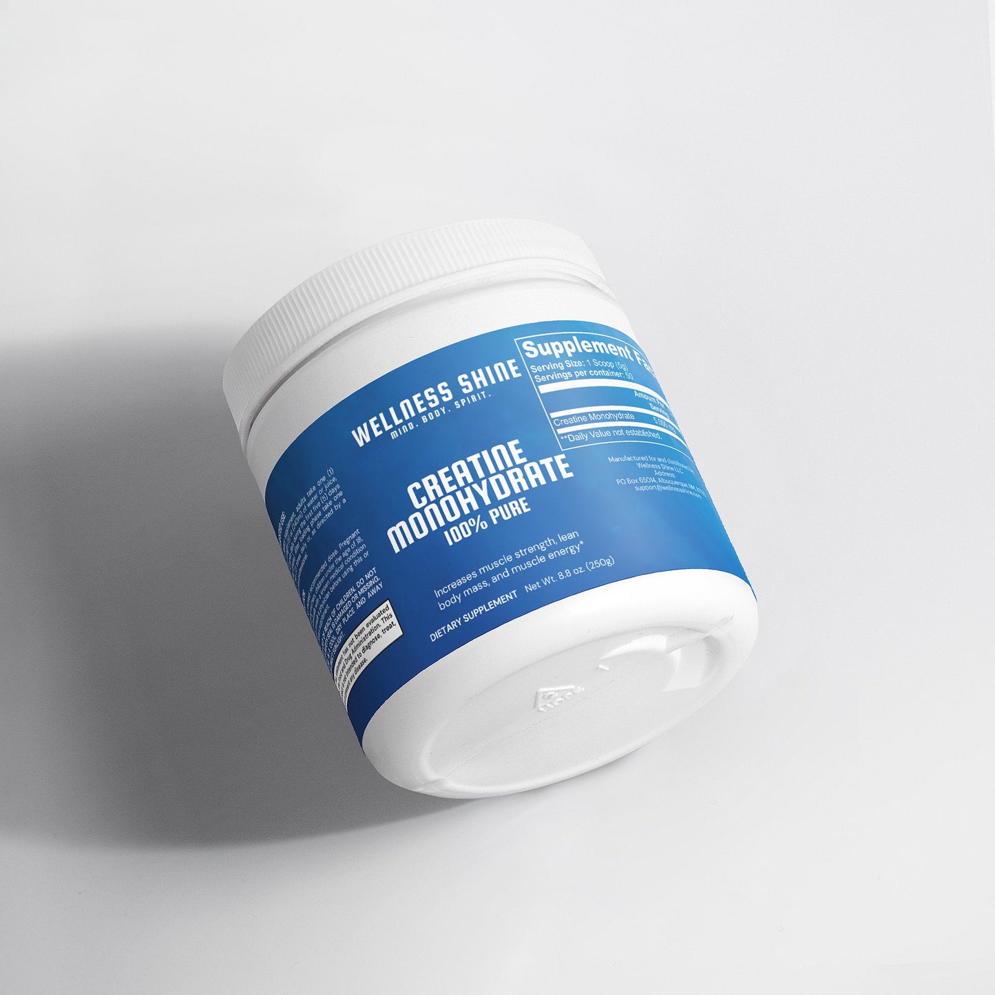 Creatine Monohydrate – 250g (50 Servings) by Wellness Shine - Wellness Shine