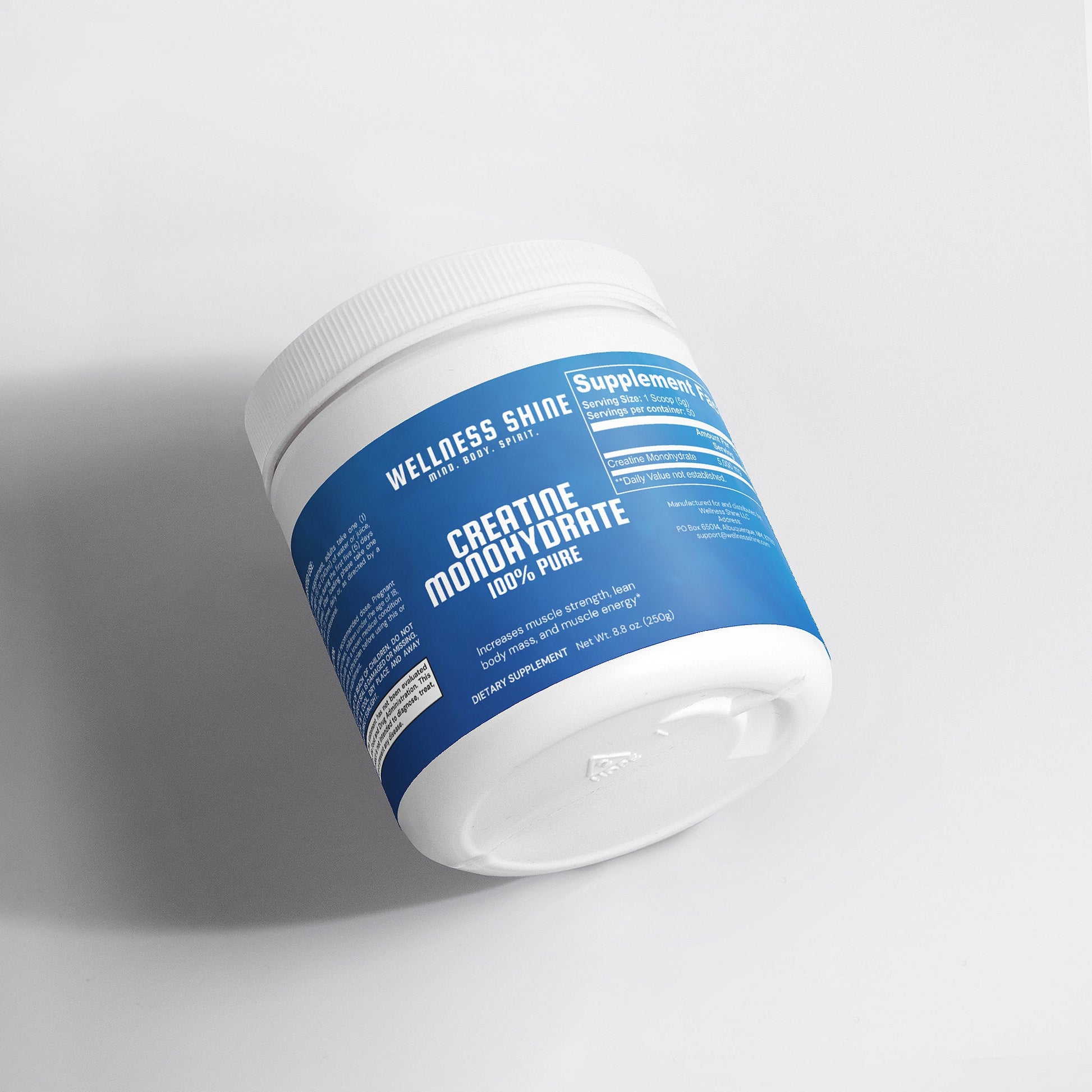 Creatine Monohydrate – 250g (50 Servings) by Wellness Shine - Wellness Shine