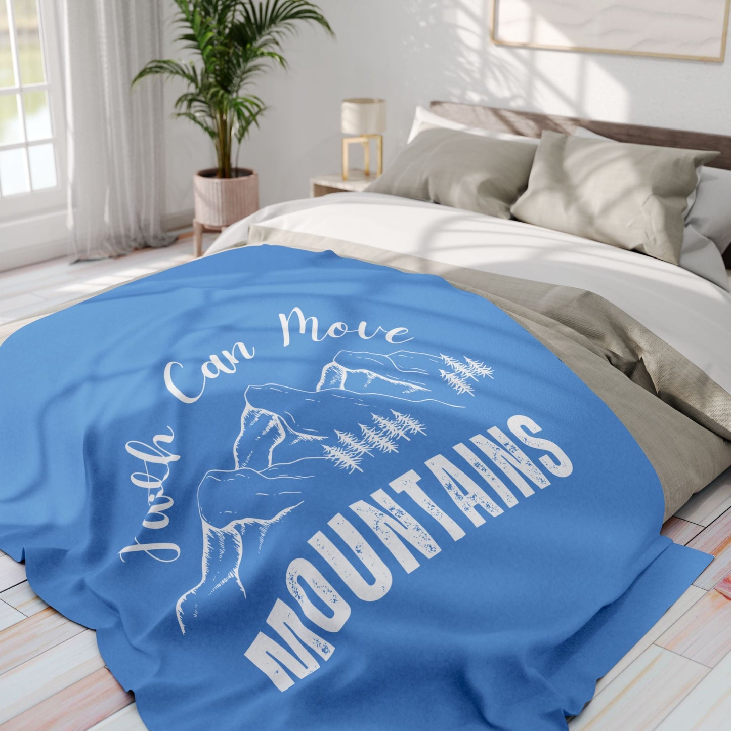 Faith Can Move Mountains Fleece Blanket - Wellness Shine