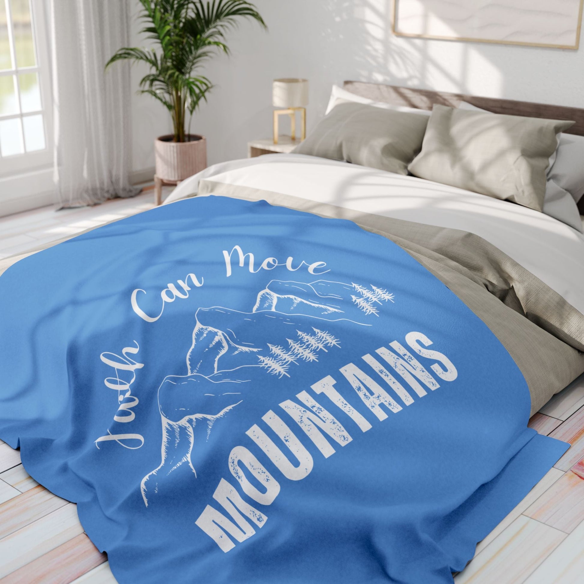 Faith Can Move Mountains Fleece Blanket - Wellness Shine