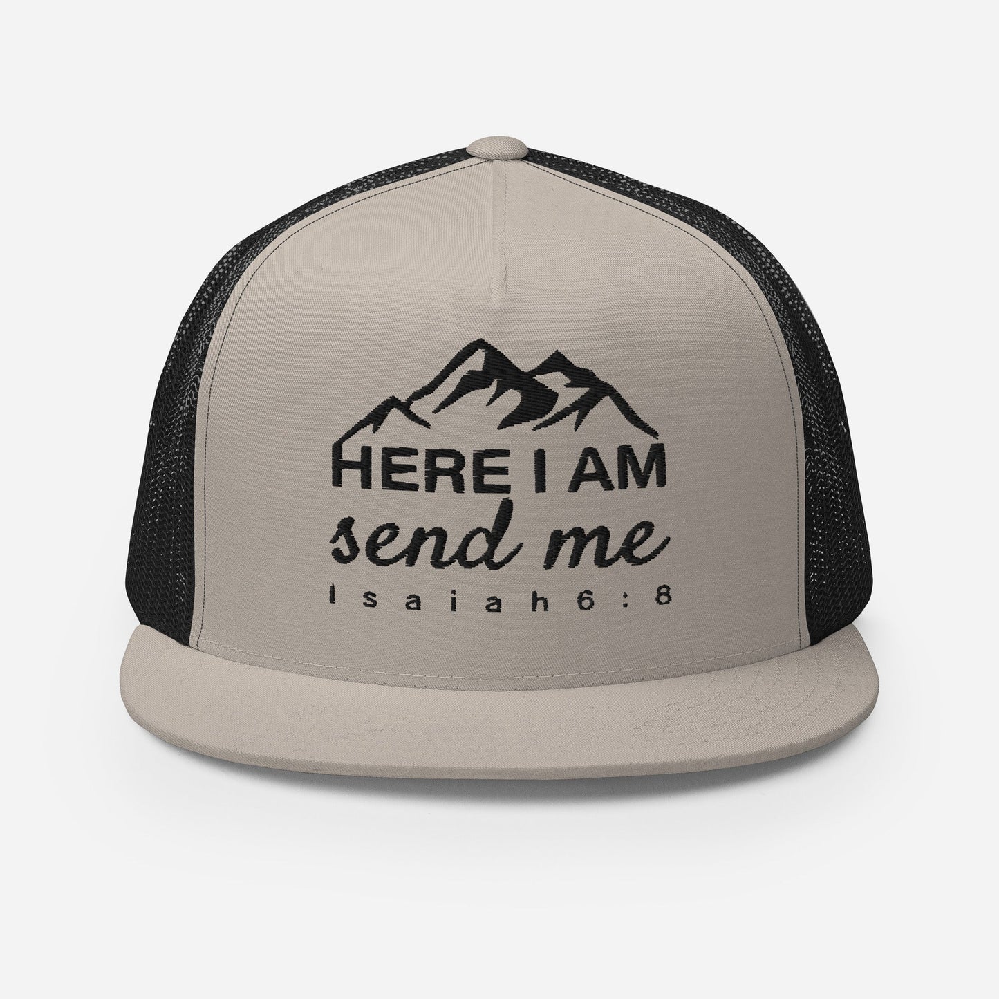 "Here I Am Send Me" Christian Hat, Bible Verse Hat, Yupoong 6006 Trucker Cap - Wellness Shine