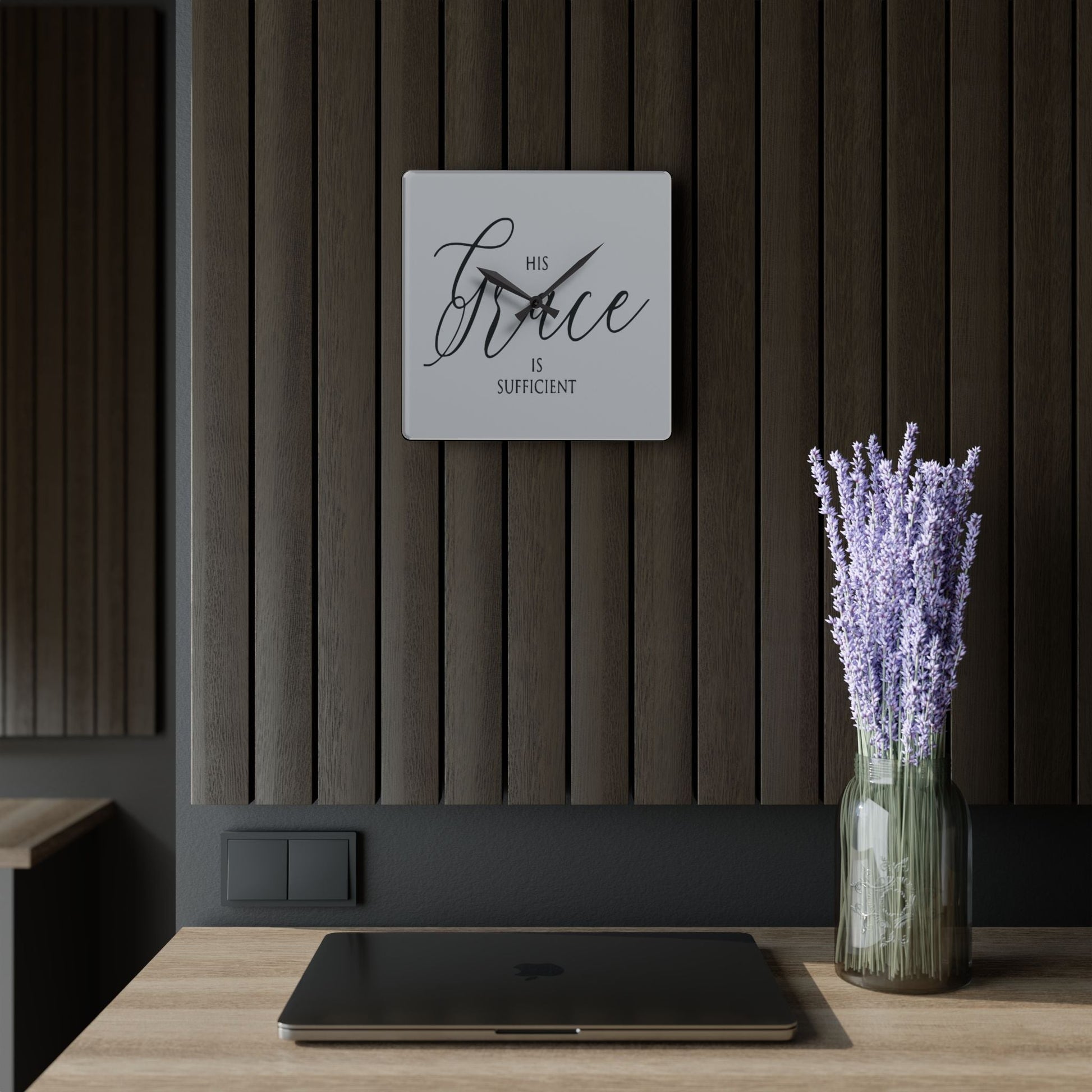 His Grace Is Sufficient Acrylic Wall Clock - Wellness Shine