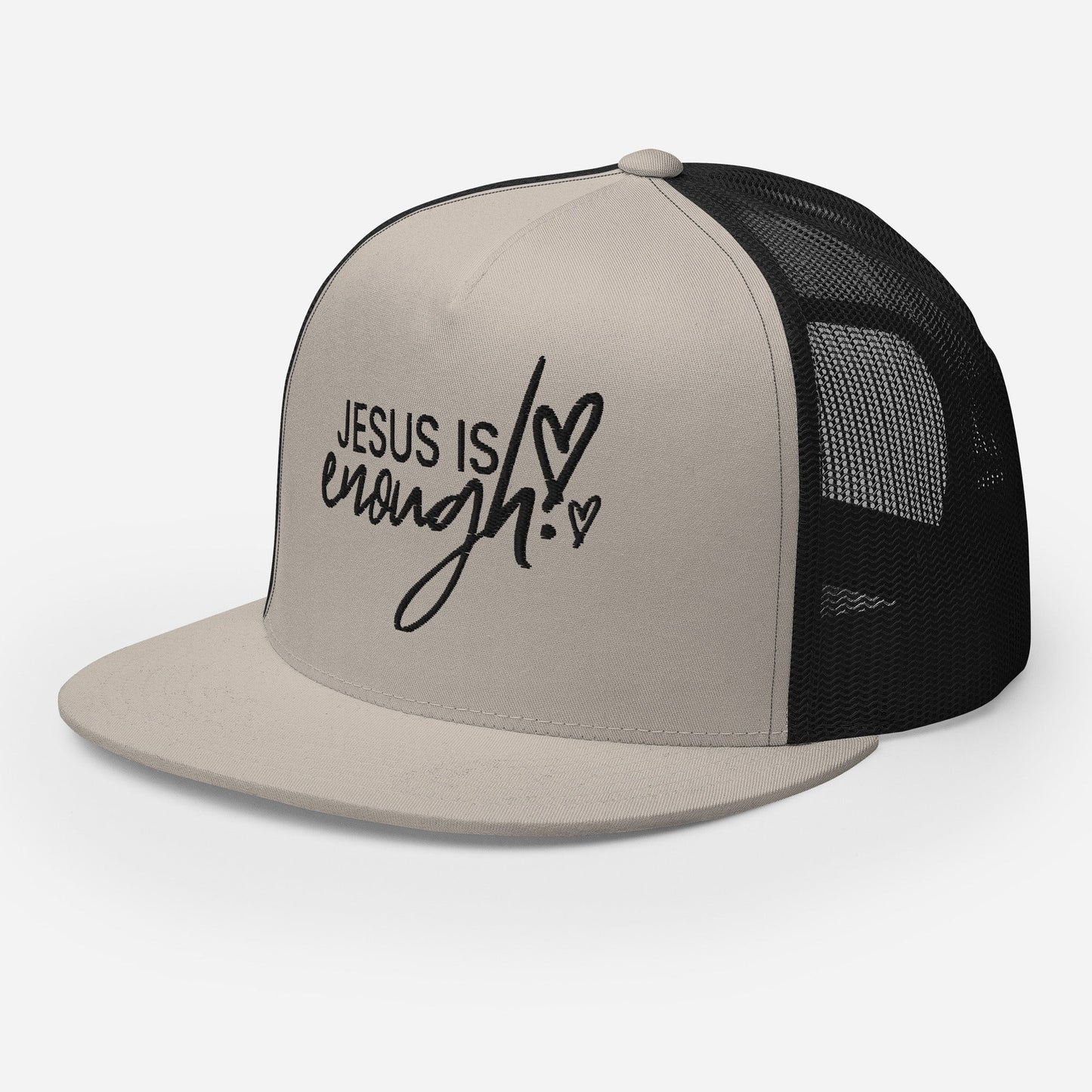 "Jesus Is Enough" Christian Hat, Bible Verse Hat, Yupoong 6006 Trucker Cap - Wellness Shine