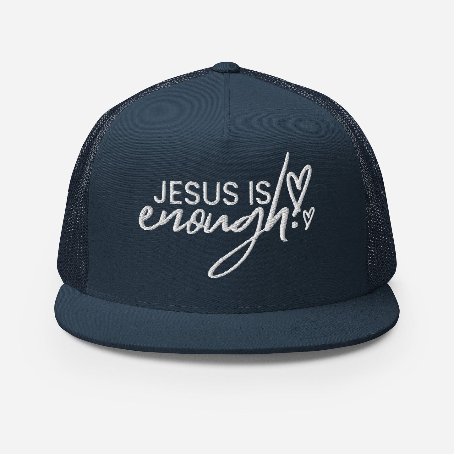 "Jesus Is Enough" Christian Hat, Bible Verse Hat, Yupoong 6006 Trucker Cap - Wellness Shine