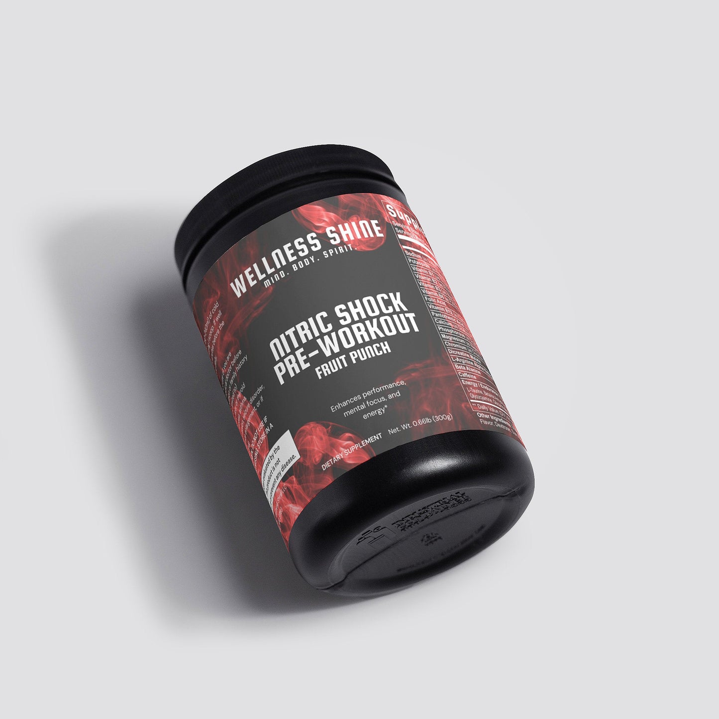 Nitric Shock Pre - Workout Powder – Fruit Punch – 300g (30 Servings) by Wellness Shine - Wellness Shine