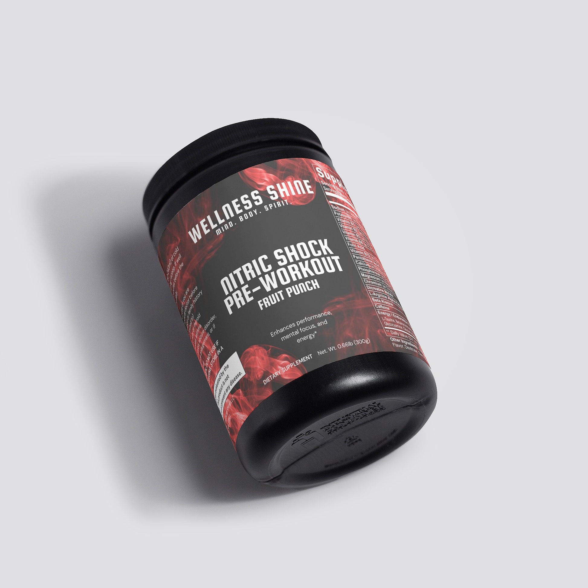 Nitric Shock Pre - Workout Powder – Fruit Punch – 300g (30 Servings) by Wellness Shine - Wellness Shine