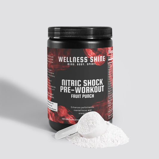 Nitric Shock Pre - Workout Powder – Fruit Punch – 300g (30 Servings) by Wellness Shine - Wellness Shine