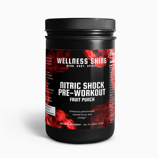 Nitric Shock Pre - Workout Powder (Fruit Punch) - Performance Enhancement Supplement | Wellness Shine - Wellness Shine