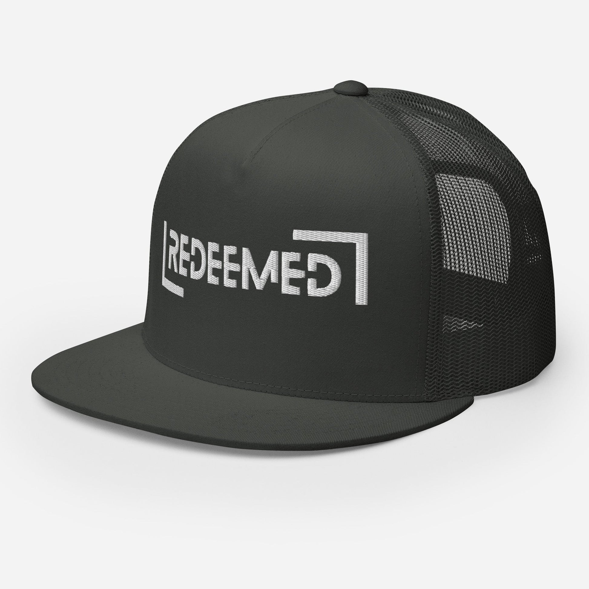 "Redeemed" Christian Hat, Bible Verse Hat, Yupoong 6006 Trucker Cap - Wellness Shine