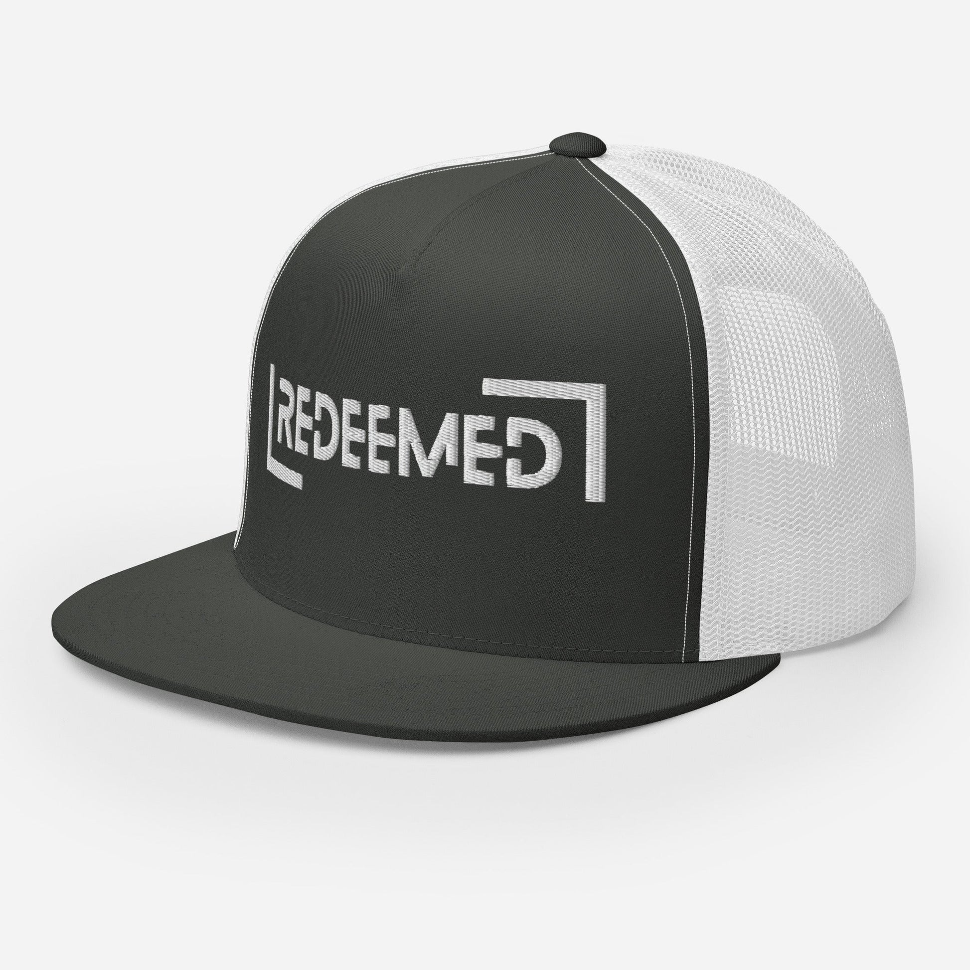 "Redeemed" Christian Hat, Bible Verse Hat, Yupoong 6006 Trucker Cap - Wellness Shine