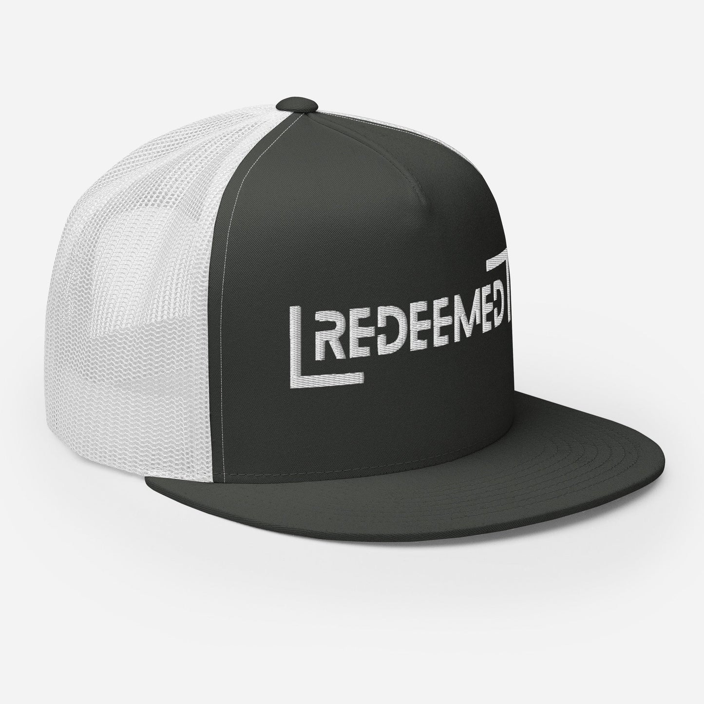 "Redeemed" Christian Hat, Bible Verse Hat, Yupoong 6006 Trucker Cap - Wellness Shine
