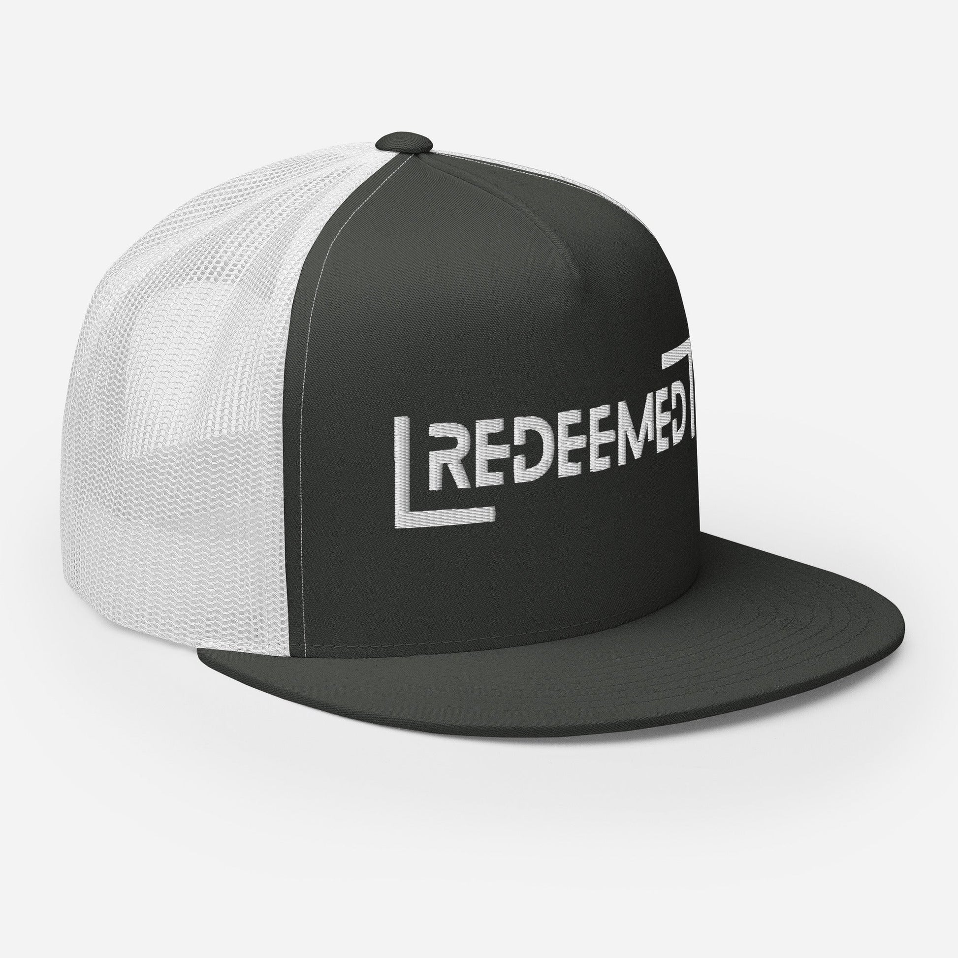 "Redeemed" Christian Hat, Bible Verse Hat, Yupoong 6006 Trucker Cap - Wellness Shine