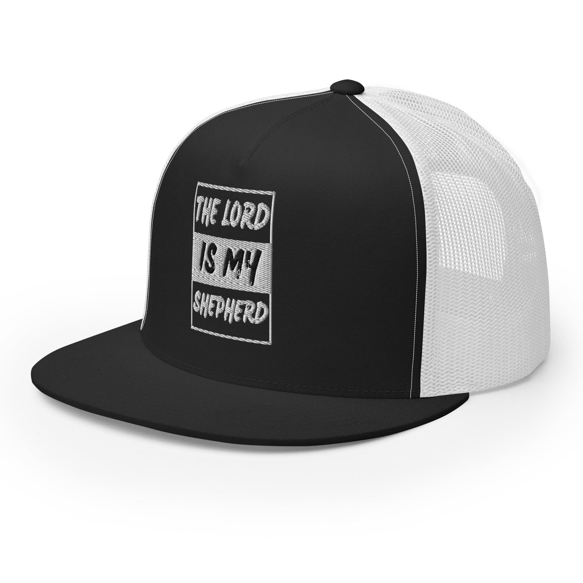 "The Lord Is My Shepherd" Christian Hat, Bible Verse Hat, Yupoong 6006 Trucker Cap - Wellness Shine