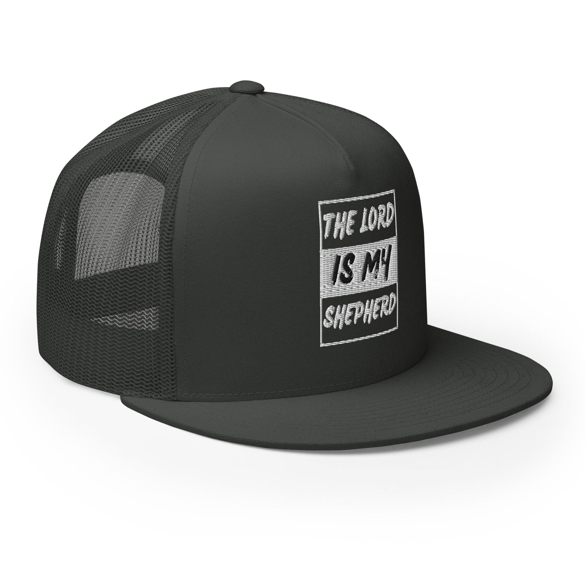"The Lord Is My Shepherd" Christian Hat, Bible Verse Hat, Yupoong 6006 Trucker Cap - Wellness Shine