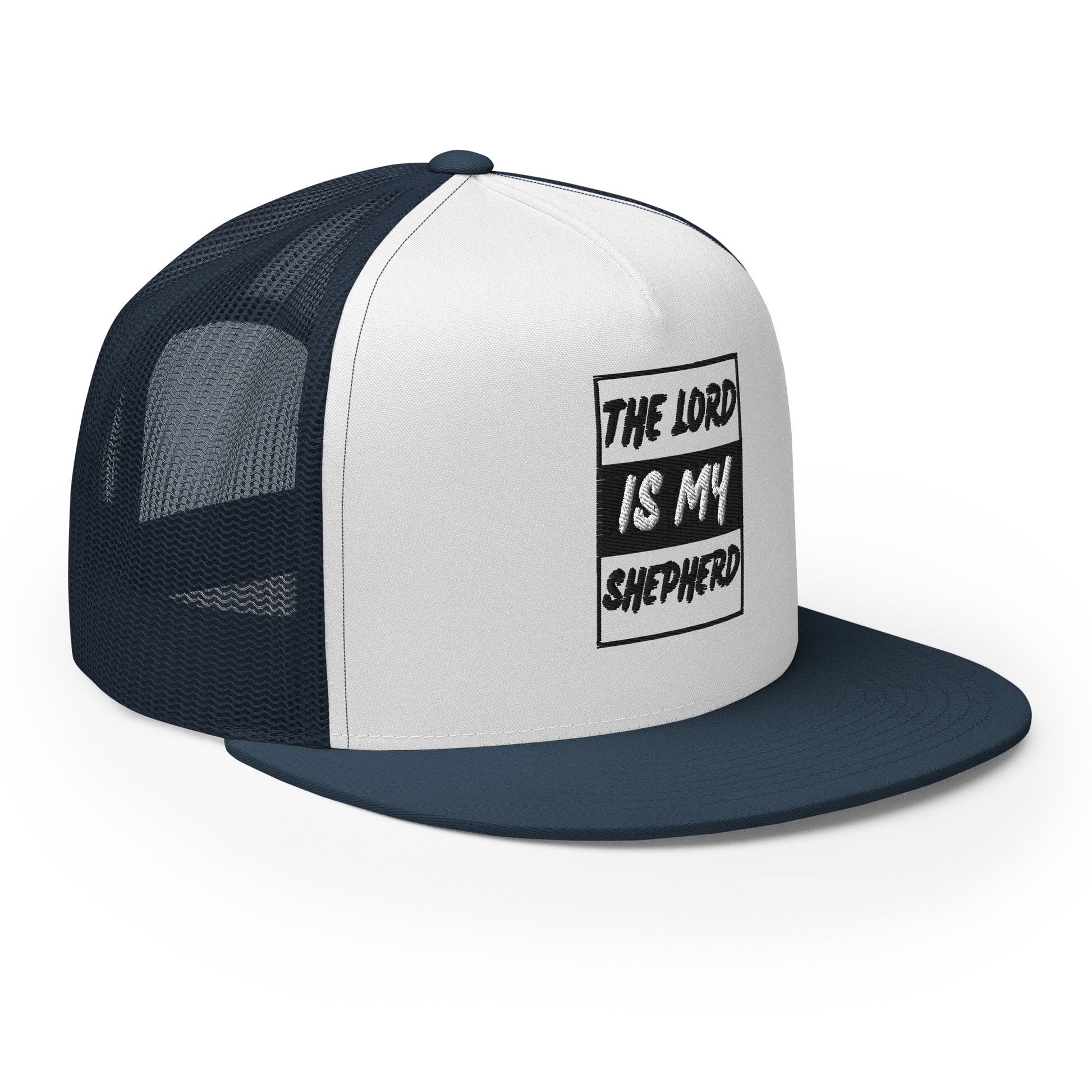 "The Lord Is My Shepherd" Christian Hat, Bible Verse Hat, Yupoong 6006 Trucker Cap - Wellness Shine