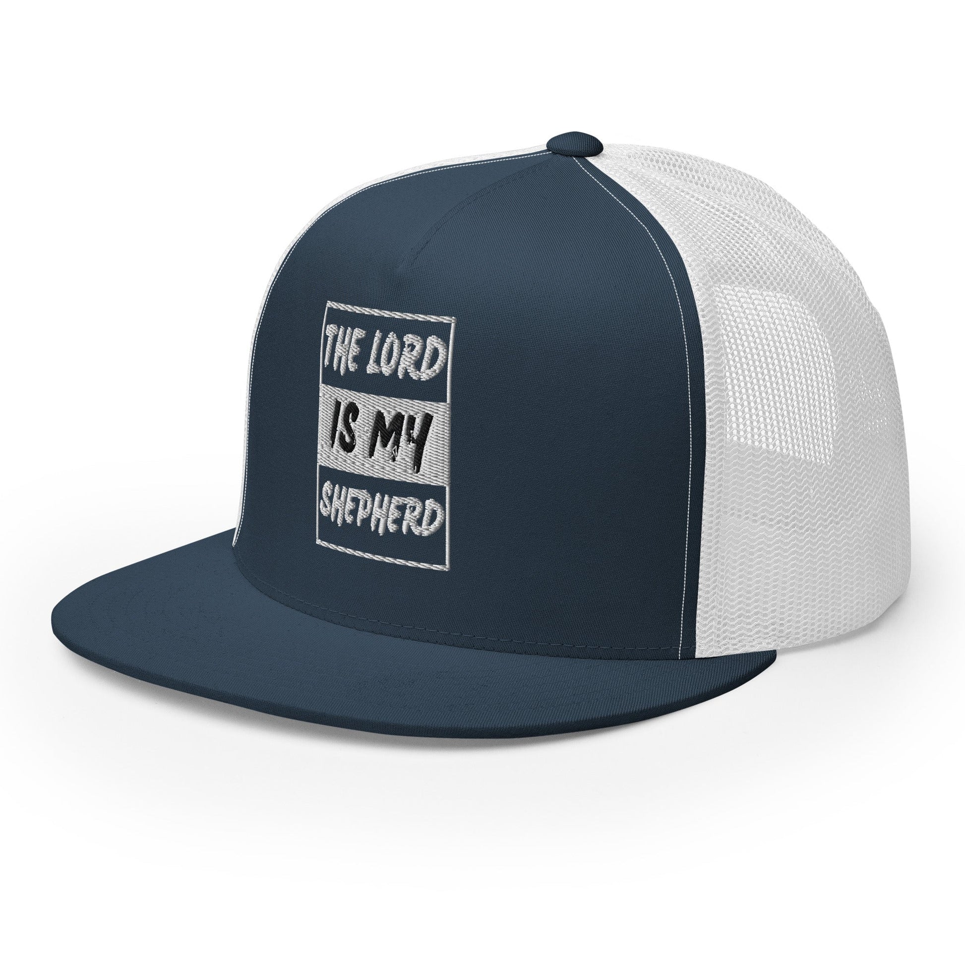 "The Lord Is My Shepherd" Christian Hat, Bible Verse Hat, Yupoong 6006 Trucker Cap - Wellness Shine