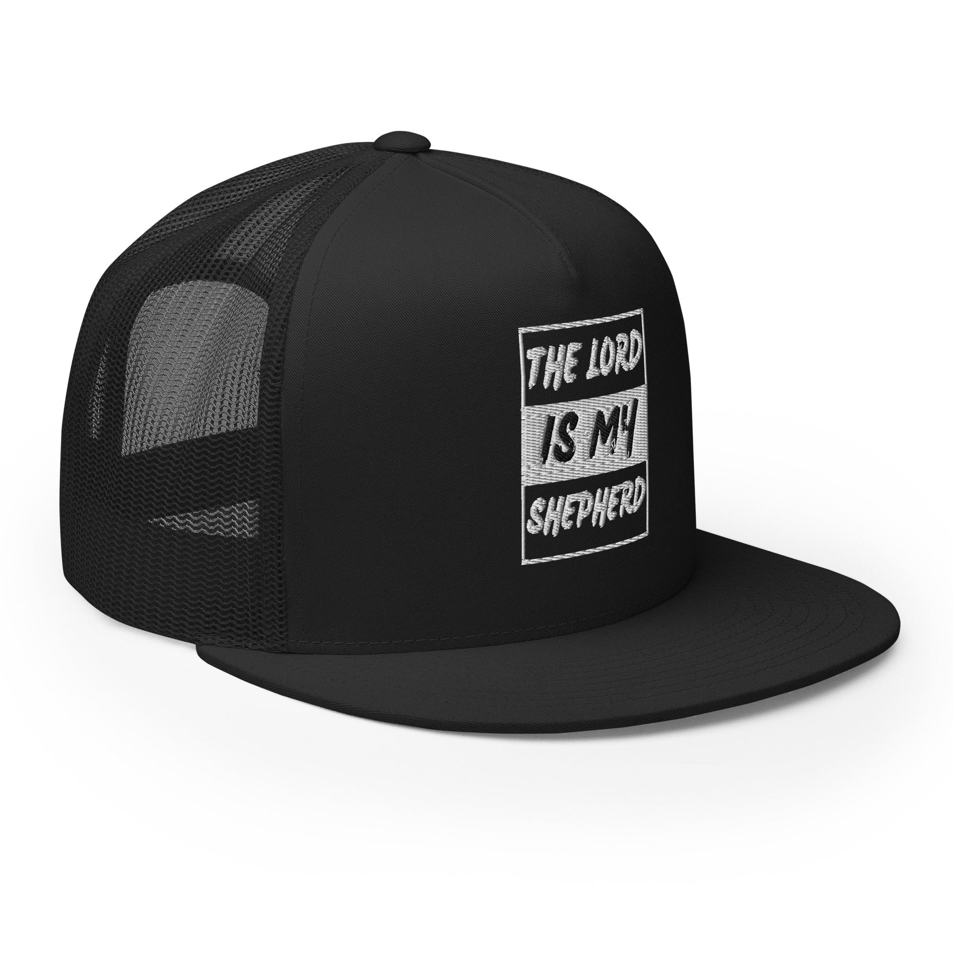 "The Lord Is My Shepherd" Christian Hat, Bible Verse Hat, Yupoong 6006 Trucker Cap - Wellness Shine