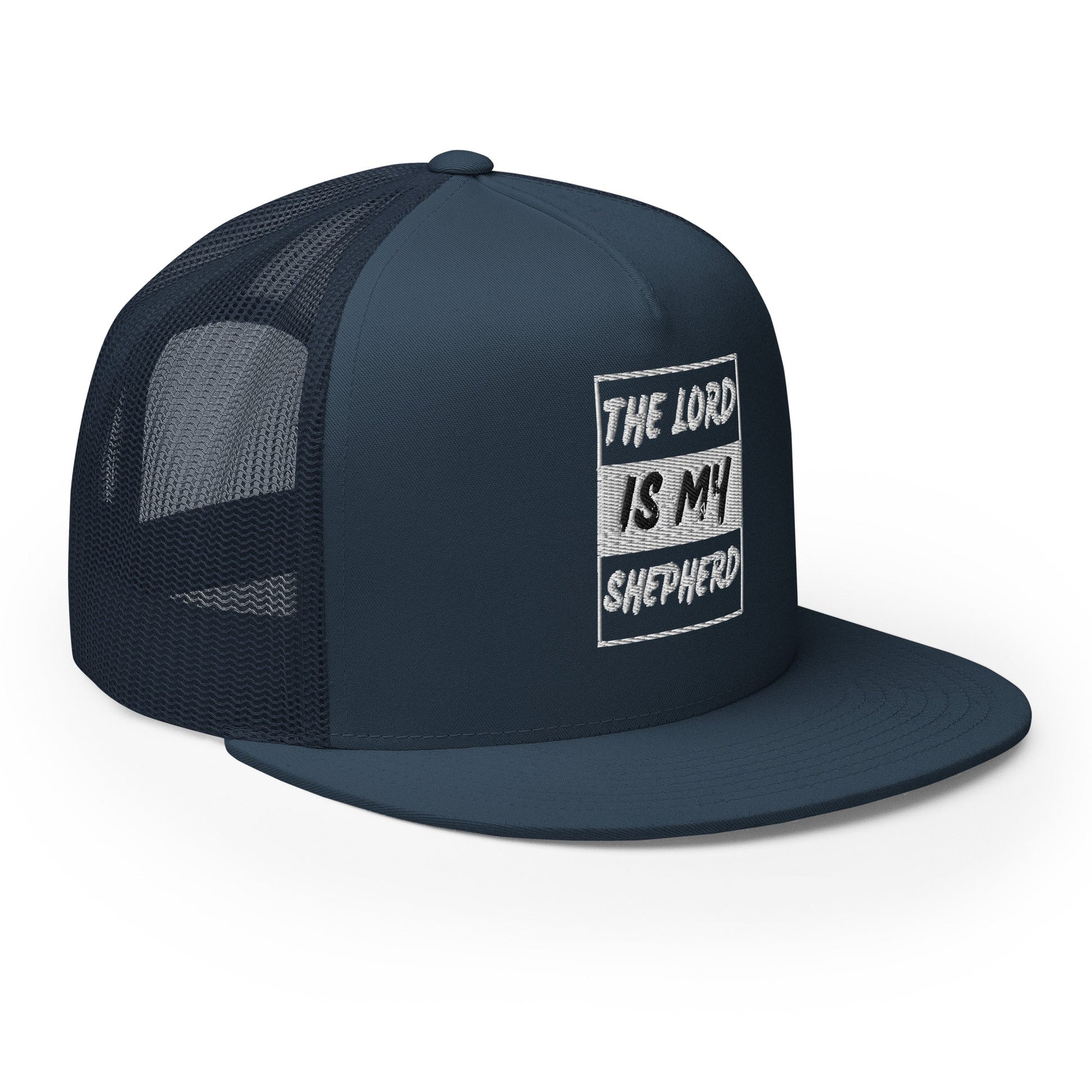 "The Lord Is My Shepherd" Christian Hat, Bible Verse Hat, Yupoong 6006 Trucker Cap - Wellness Shine