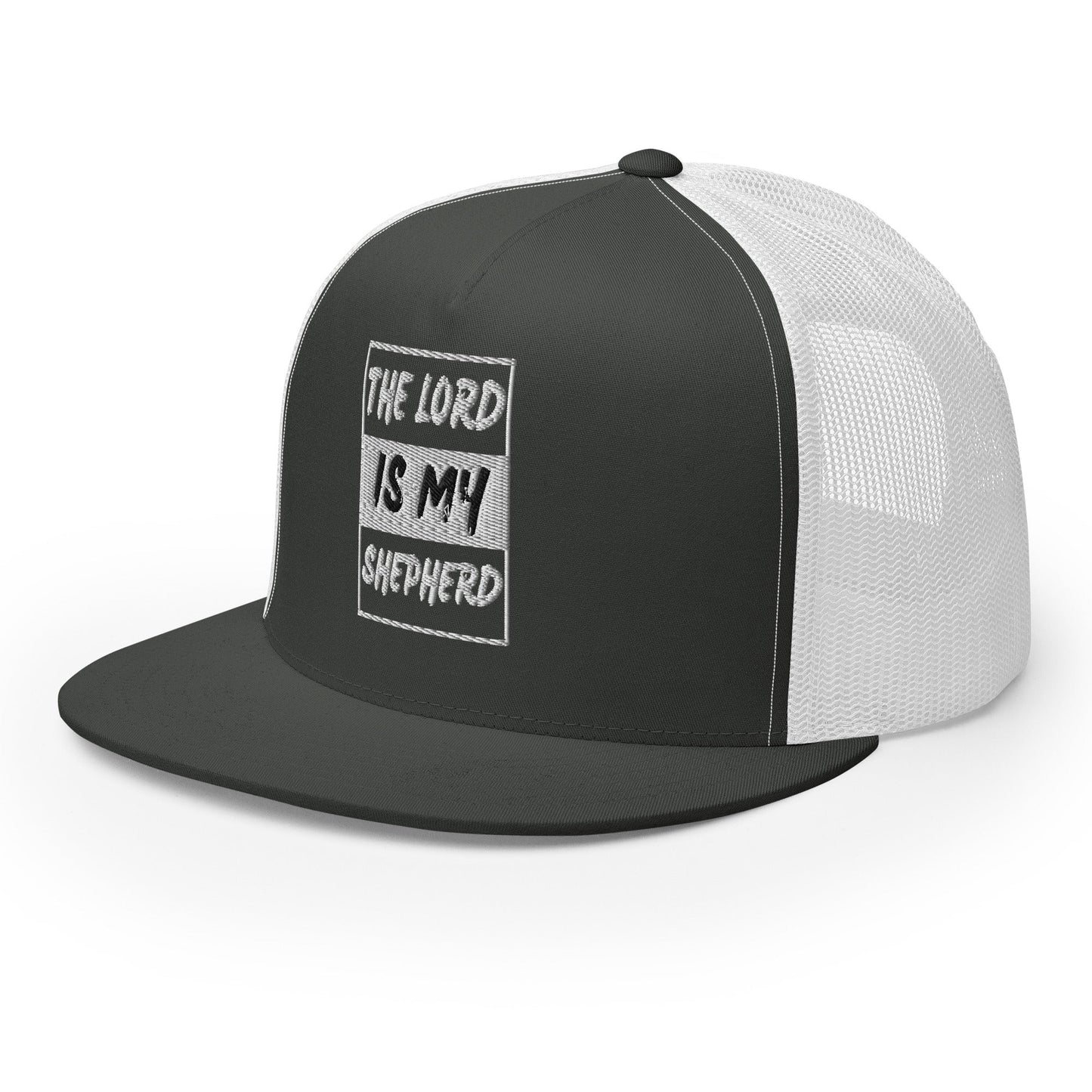 "The Lord Is My Shepherd" Christian Hat, Bible Verse Hat, Yupoong 6006 Trucker Cap - Wellness Shine