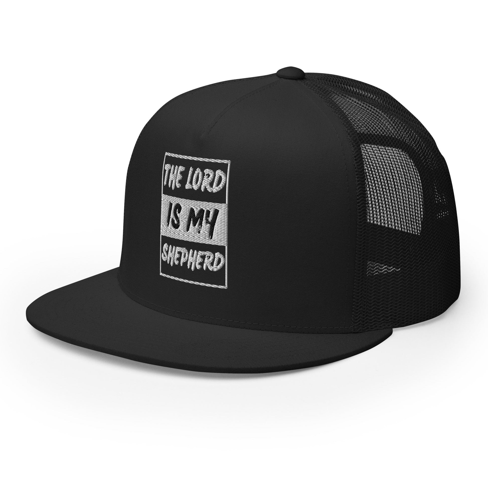 "The Lord Is My Shepherd" Christian Hat, Bible Verse Hat, Yupoong 6006 Trucker Cap - Wellness Shine