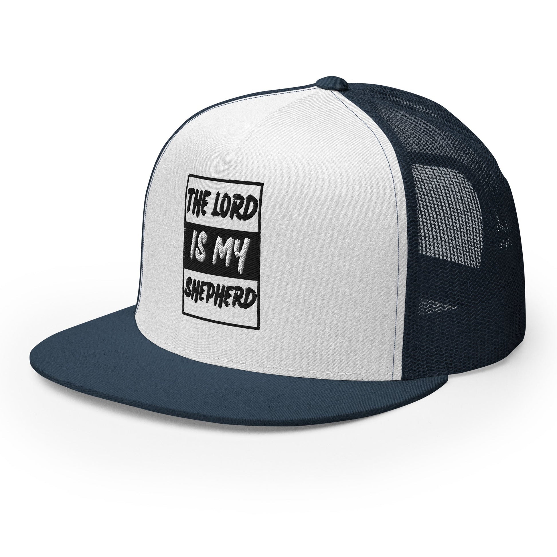 "The Lord Is My Shepherd" Christian Hat, Bible Verse Hat, Yupoong 6006 Trucker Cap - Wellness Shine