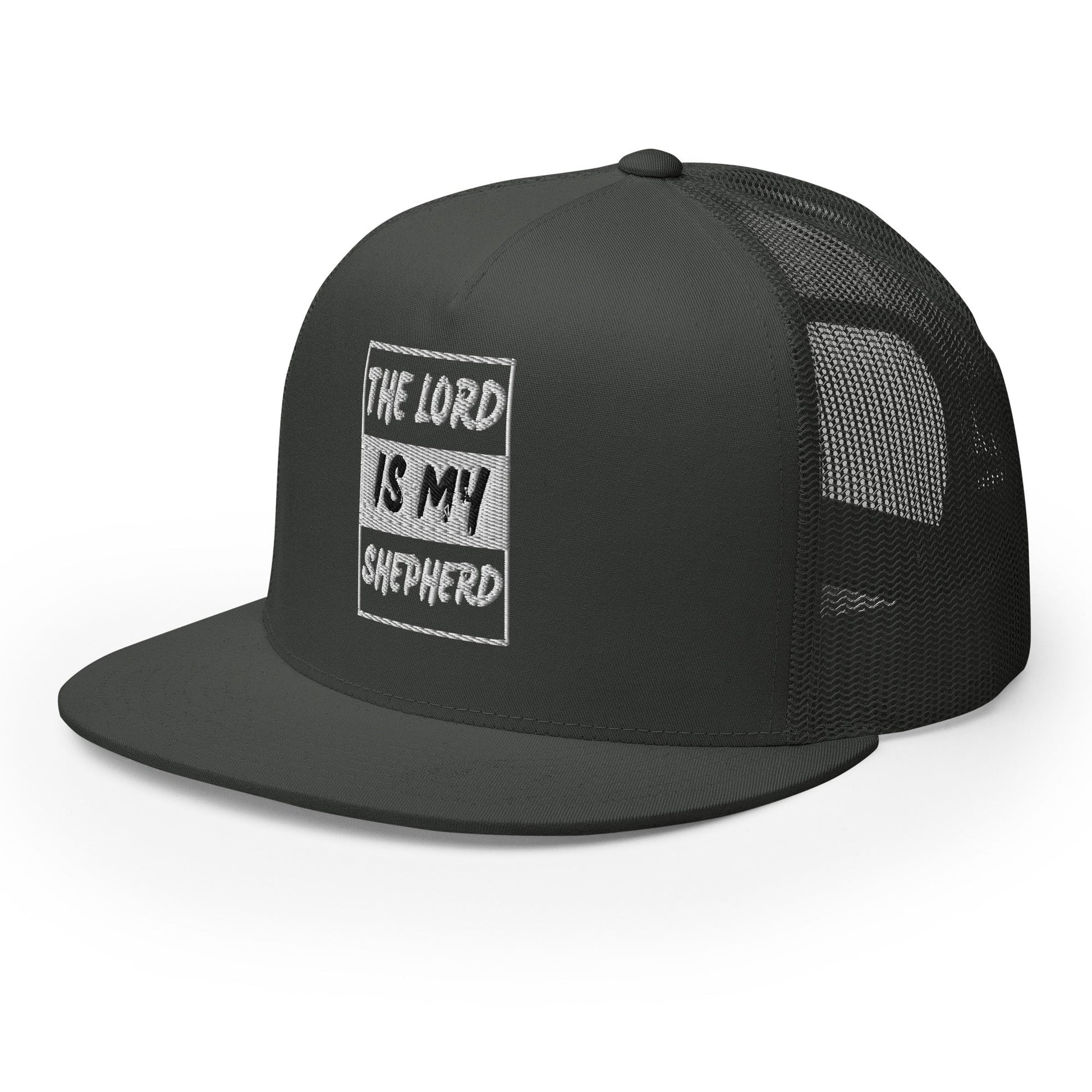 "The Lord Is My Shepherd" Christian Hat, Bible Verse Hat, Yupoong 6006 Trucker Cap - Wellness Shine