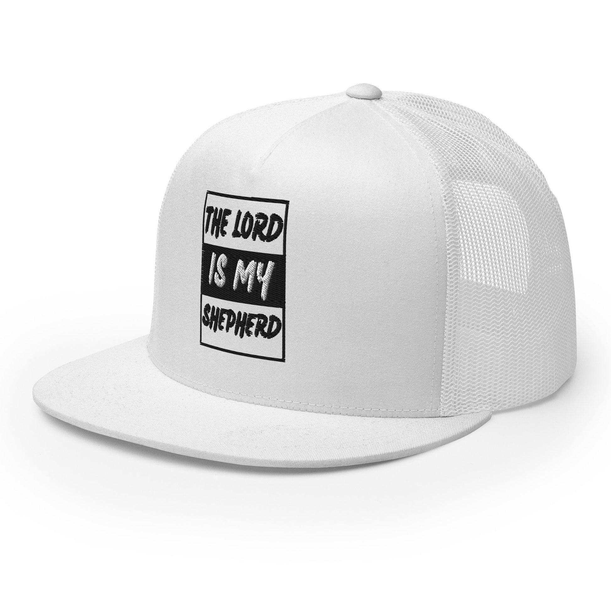 "The Lord Is My Shepherd" Christian Hat, Bible Verse Hat, Yupoong 6006 Trucker Cap - Wellness Shine