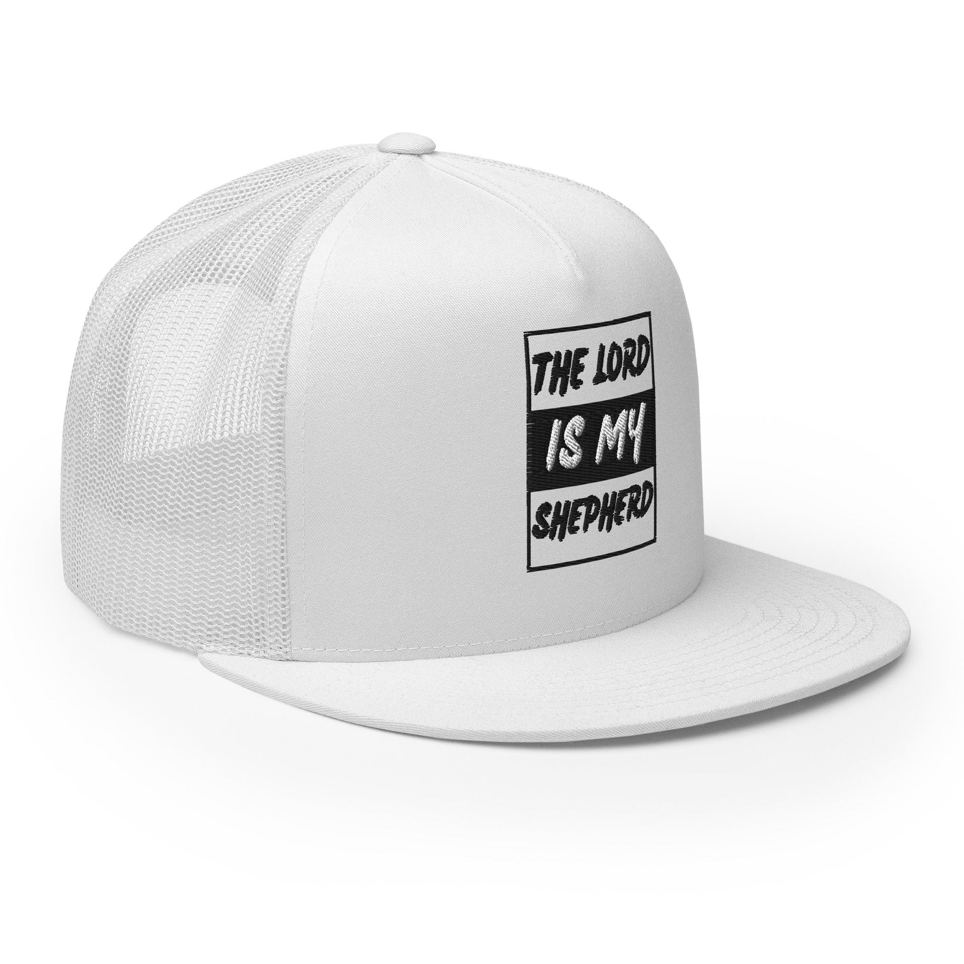 "The Lord Is My Shepherd" Christian Hat, Bible Verse Hat, Yupoong 6006 Trucker Cap - Wellness Shine