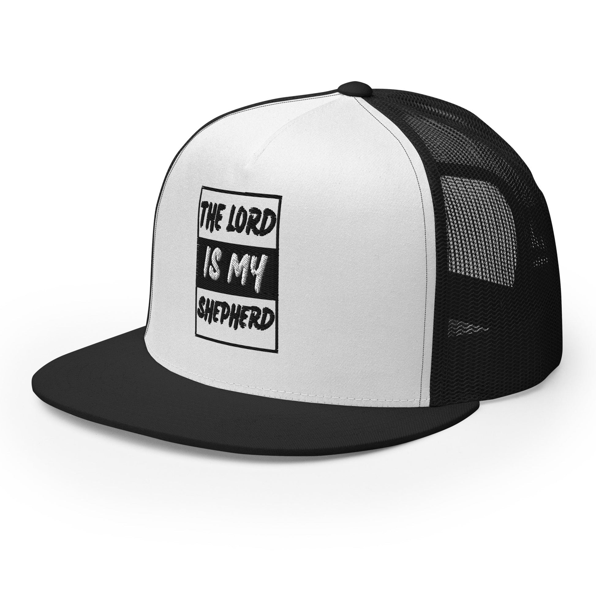 "The Lord Is My Shepherd" Christian Hat, Bible Verse Hat, Yupoong 6006 Trucker Cap - Wellness Shine