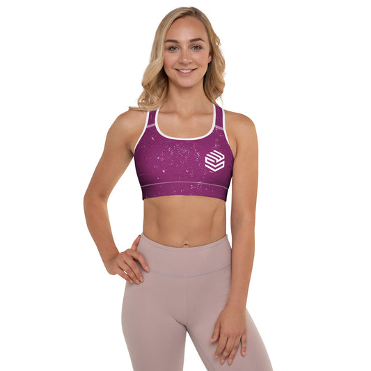 Wellness Shine Fitness Padded Sports Bra, Fuchsia/White Splatter - Wellness Shine