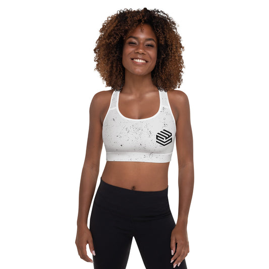 Wellness Shine Fitness Padded Sports Bra, White/Grey Splatter - Wellness Shine