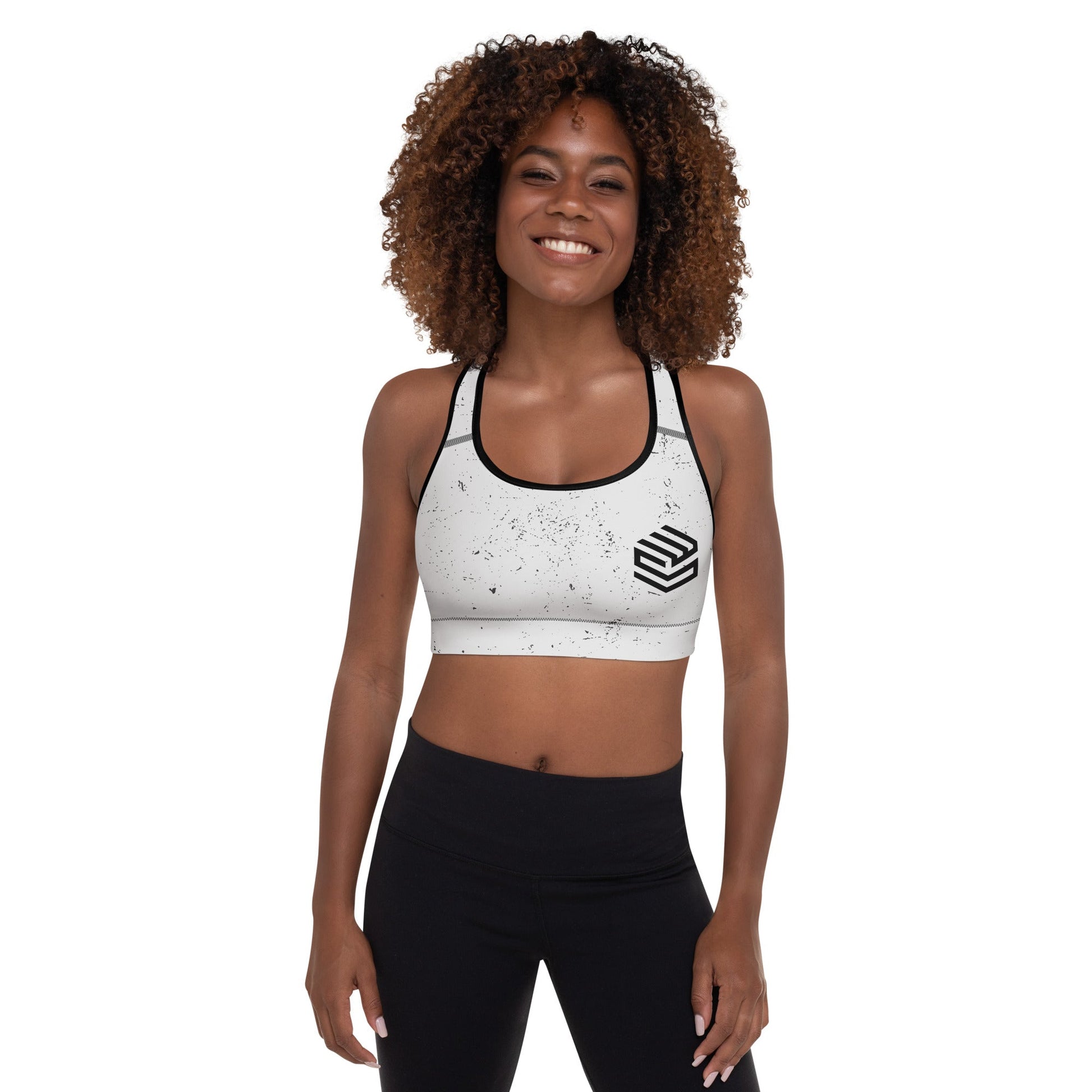 Wellness Shine Fitness Padded Sports Bra, White/Grey Splatter - Wellness Shine